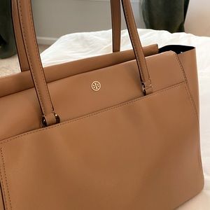 Tory Burch leather tan large tote bag